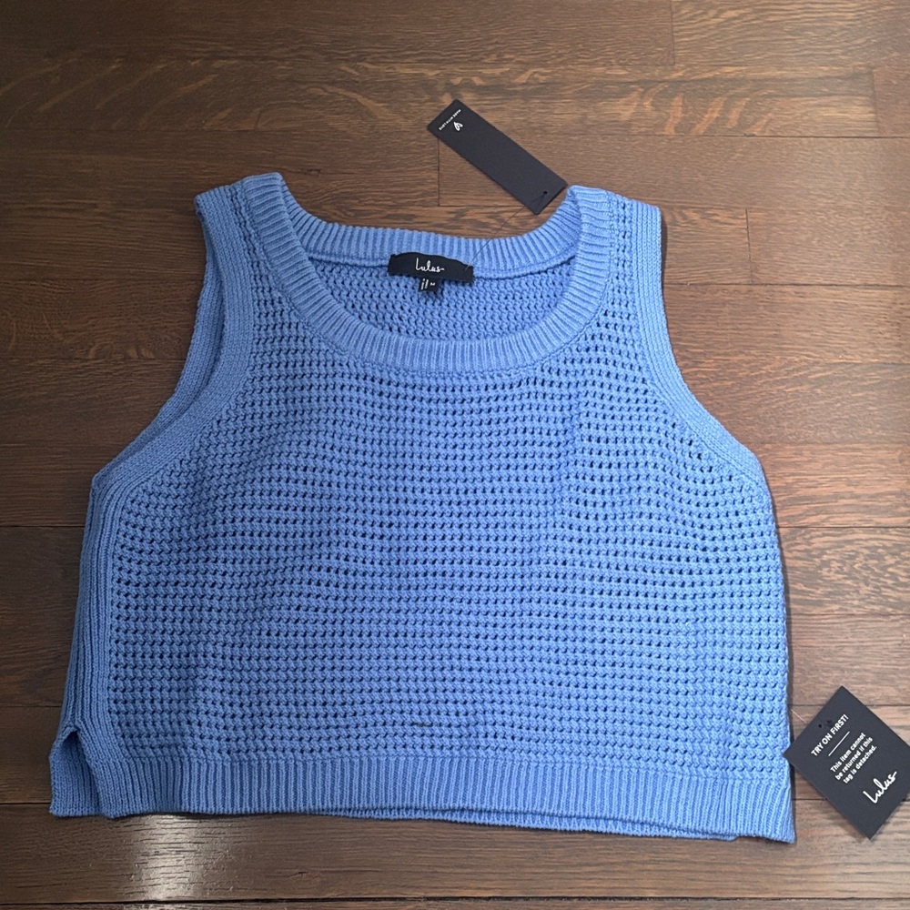**NWT** Lulu's Periwinkle Loose Knit Sweater Tank Top